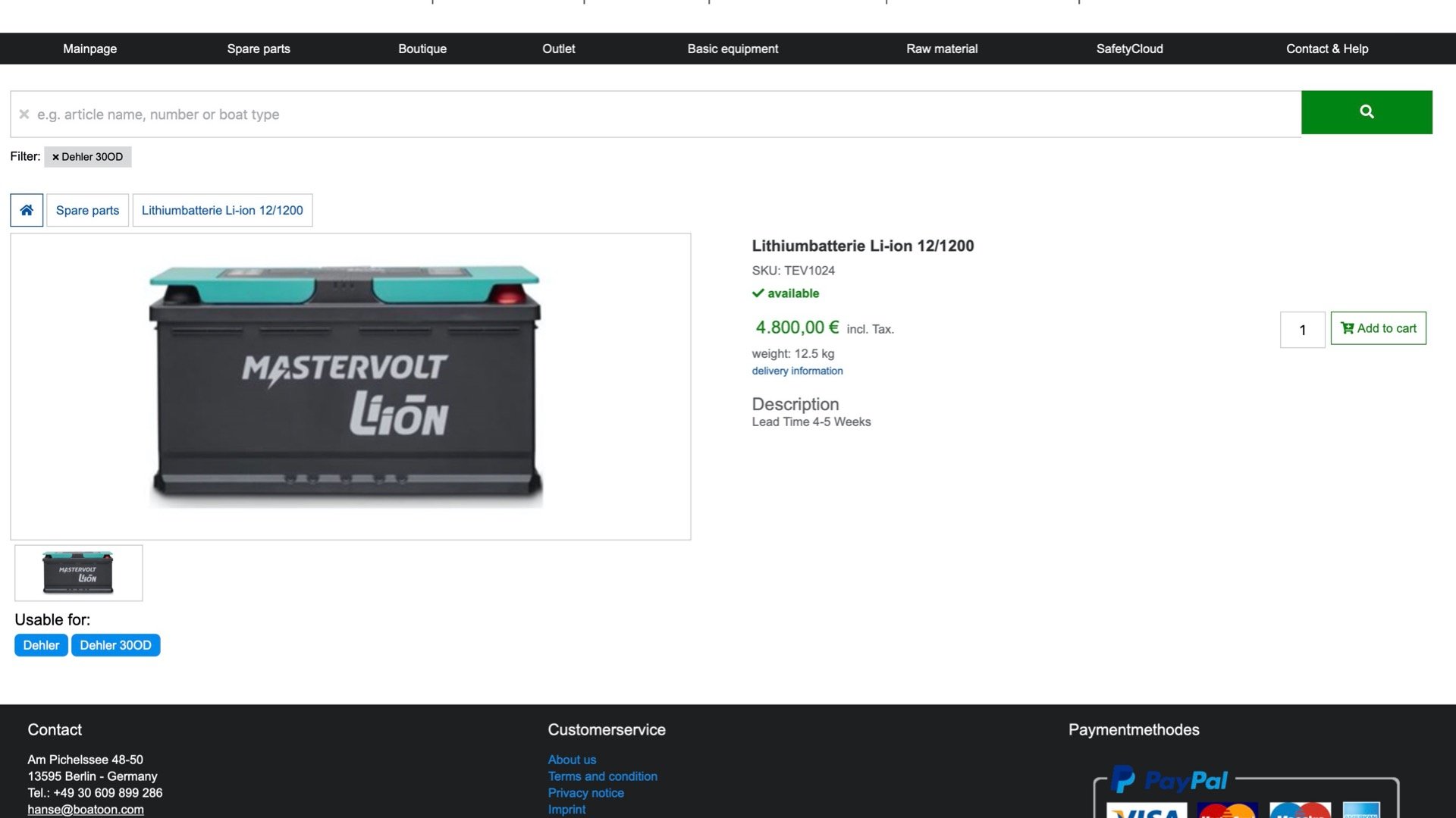 Spare parts Dehler 30 one design batteries